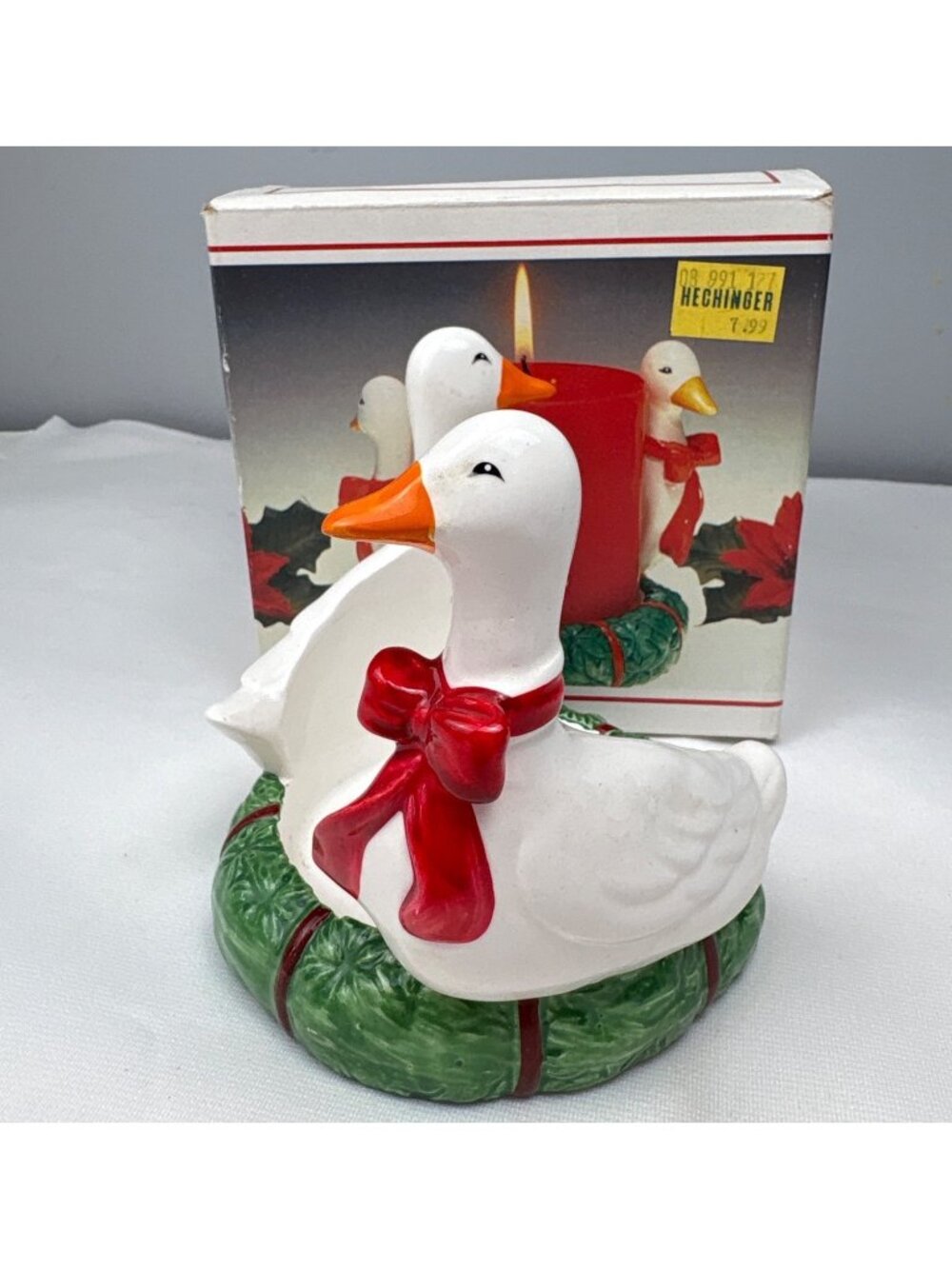 Colonial Candle 3" Geese Pillar Holder Festive Duck Holiday Decor Korean